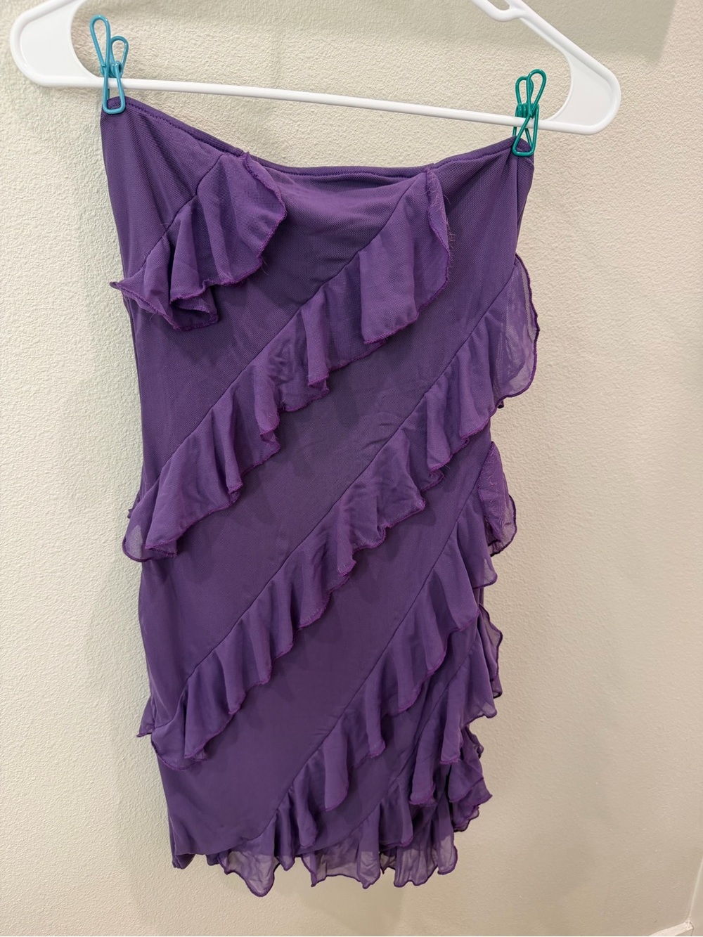 Amazon Purple Ruffle Strapless Mini Dress